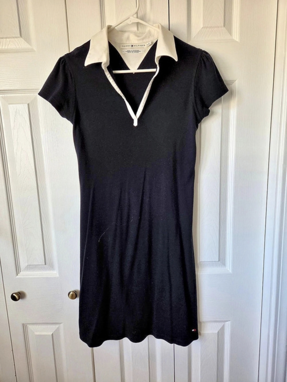Tommy Hilfiger Collared Mini Dress in Black & White Size Large Like New